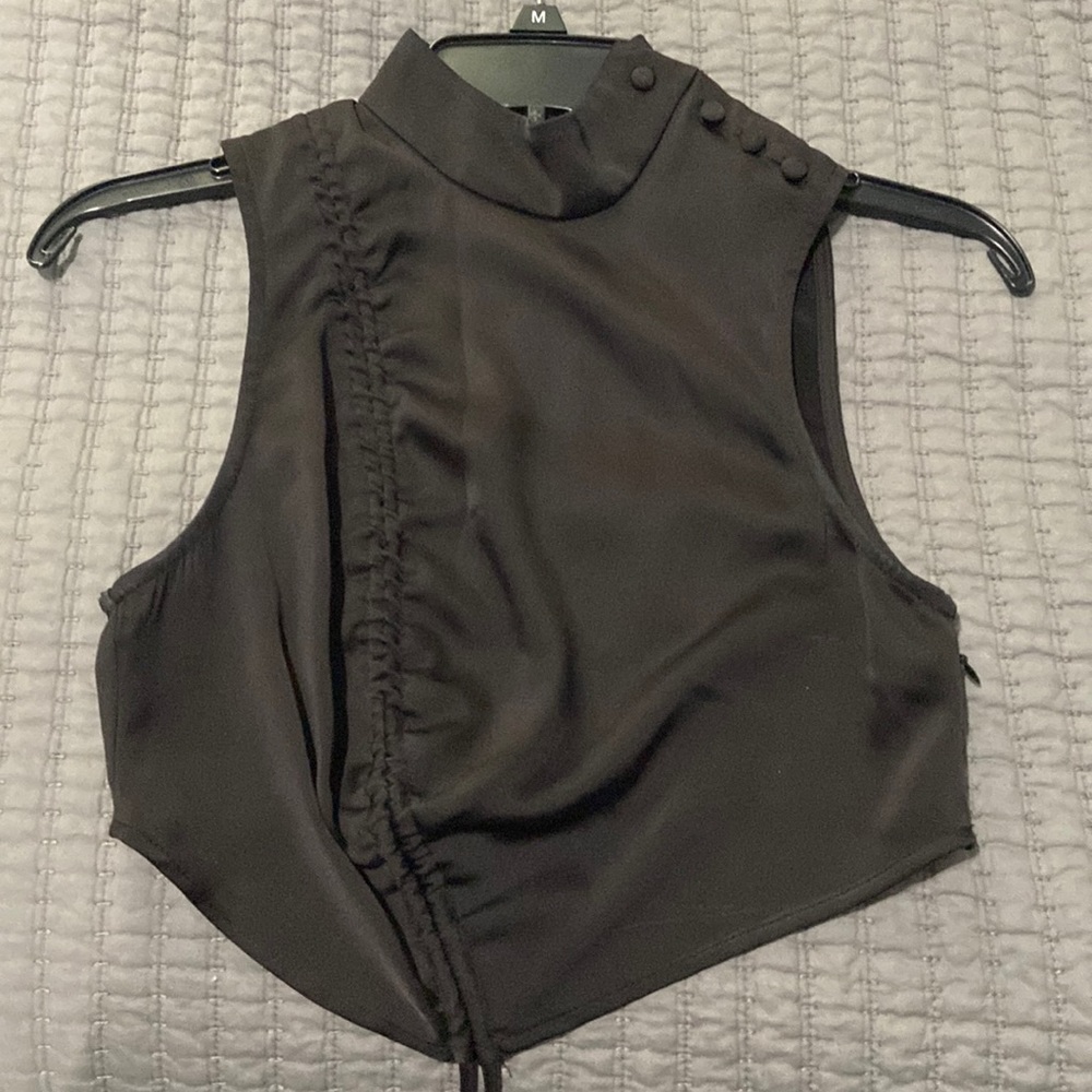 Silk high neck crop top